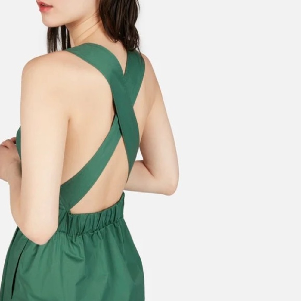 Everlane The Clean Cotton Cross Back Dress in Green